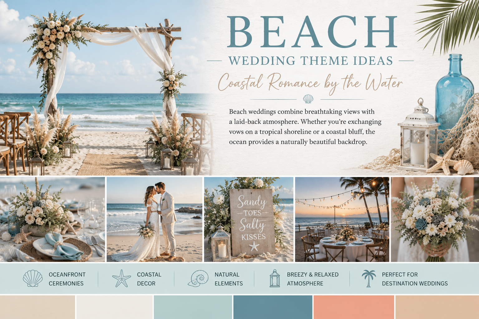 Beach wedding setting near the ocean