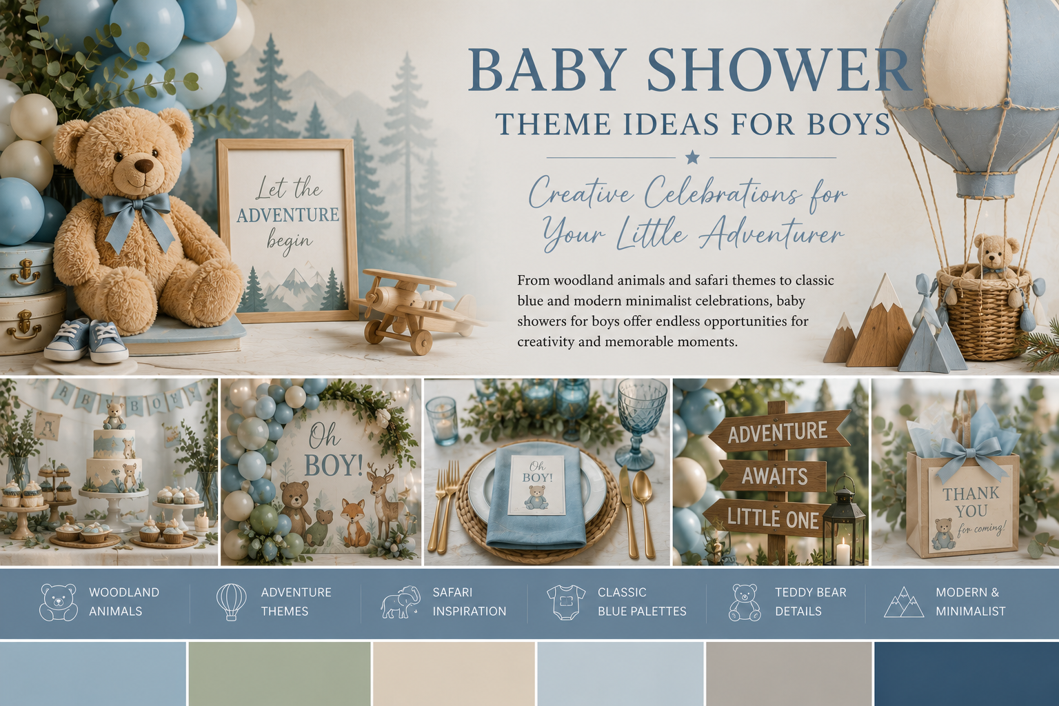 Boy baby shower setup with soft blue details