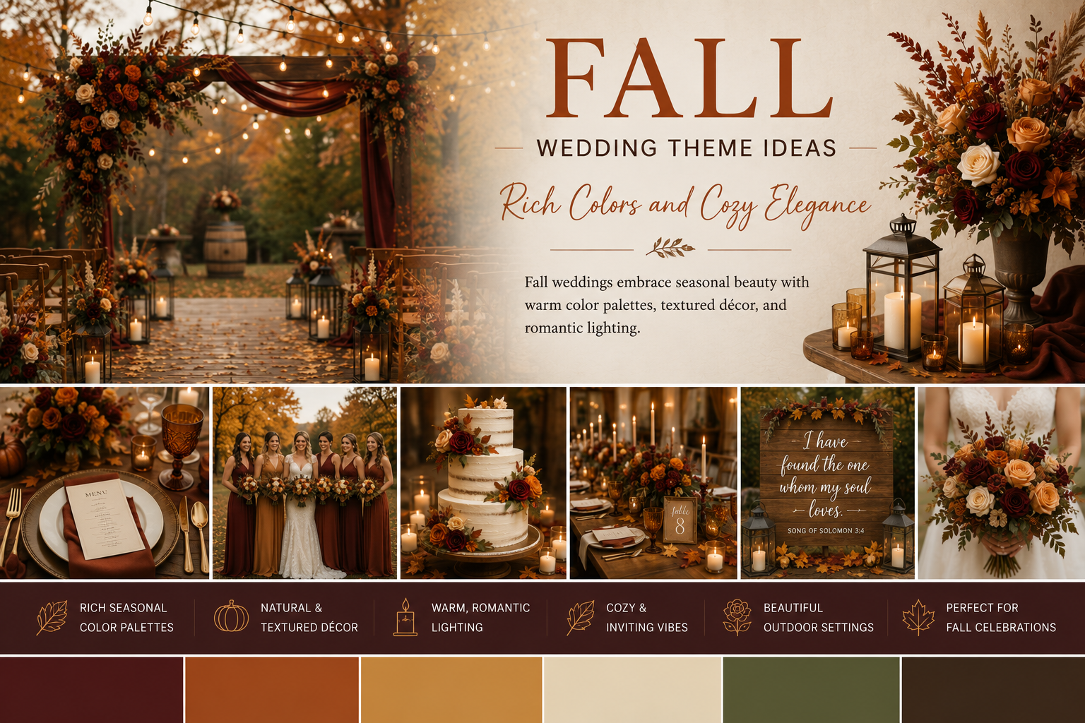 Fall wedding details with warm seasonal colors