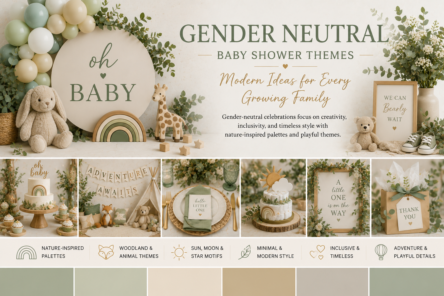 Gender neutral baby shower with soft natural colors
