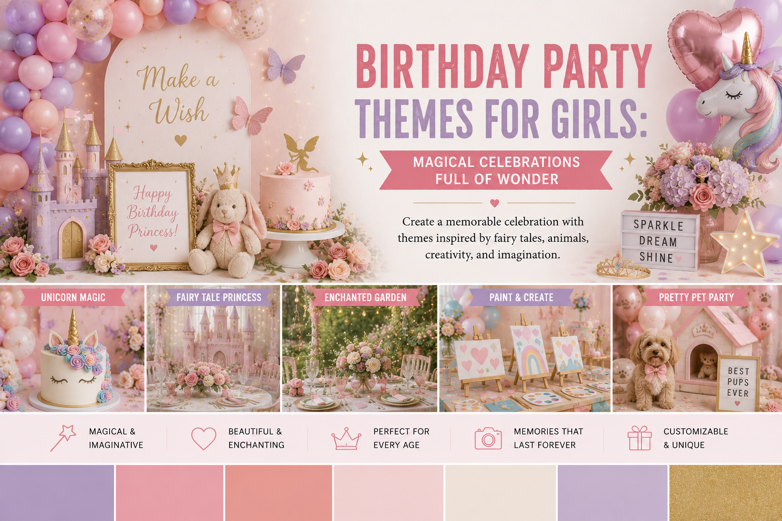 Birthday party for girls with floral pastel decor