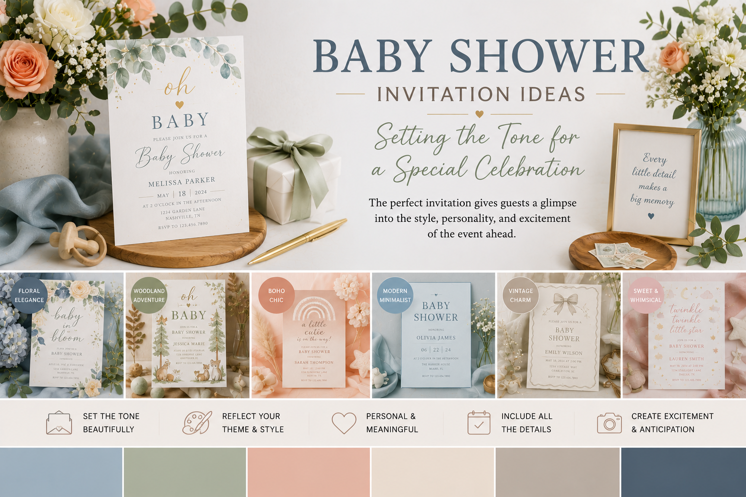 Baby shower invitation and stationery