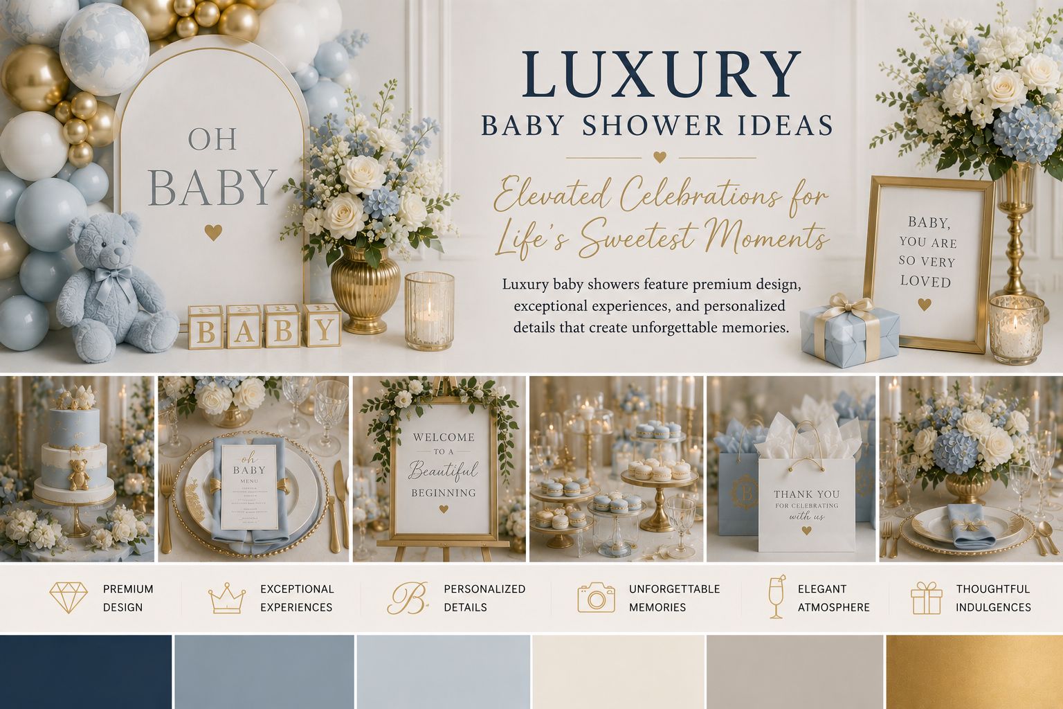 Elegant baby shower decor with designer florals