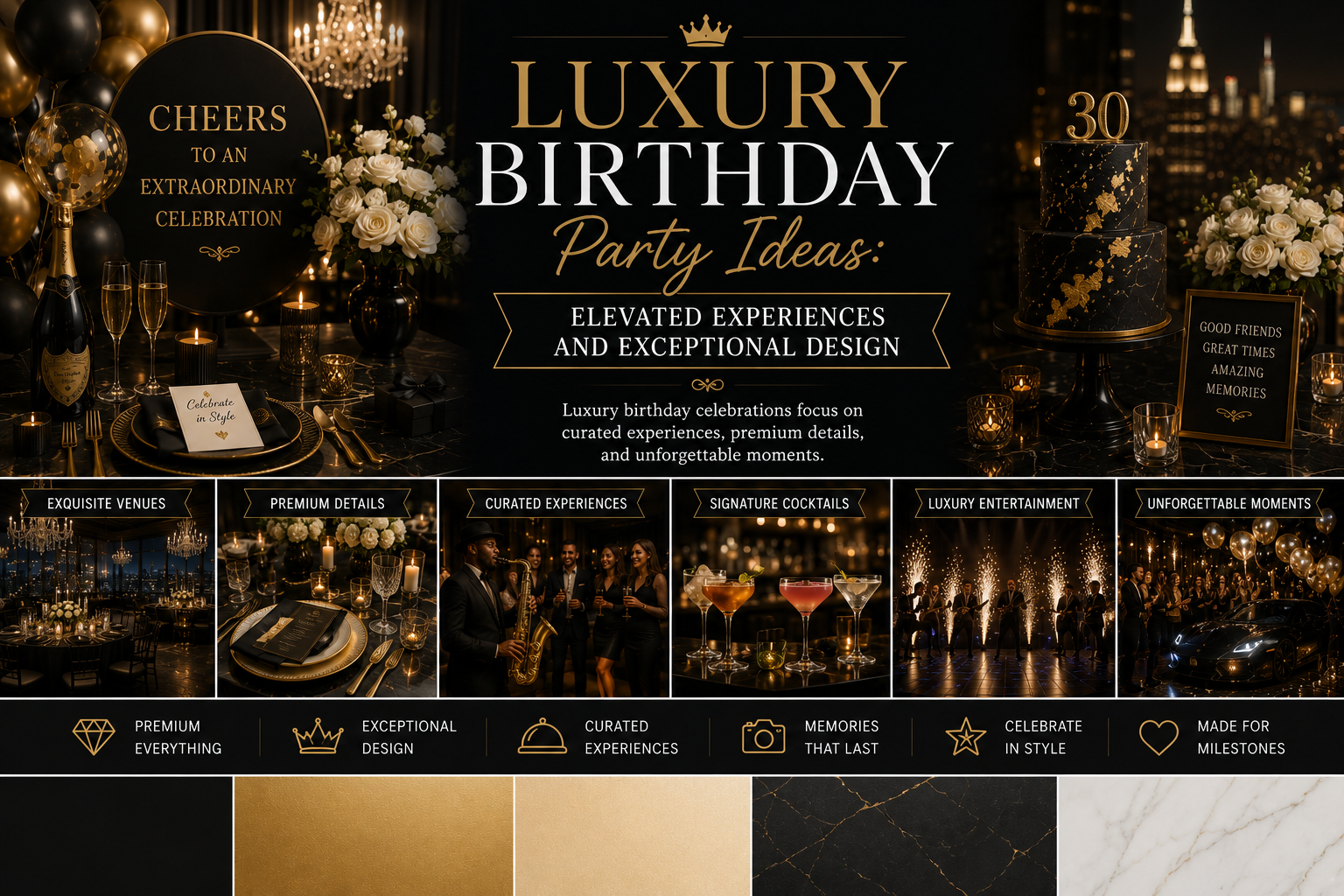 Luxury birthday table with upscale flowers