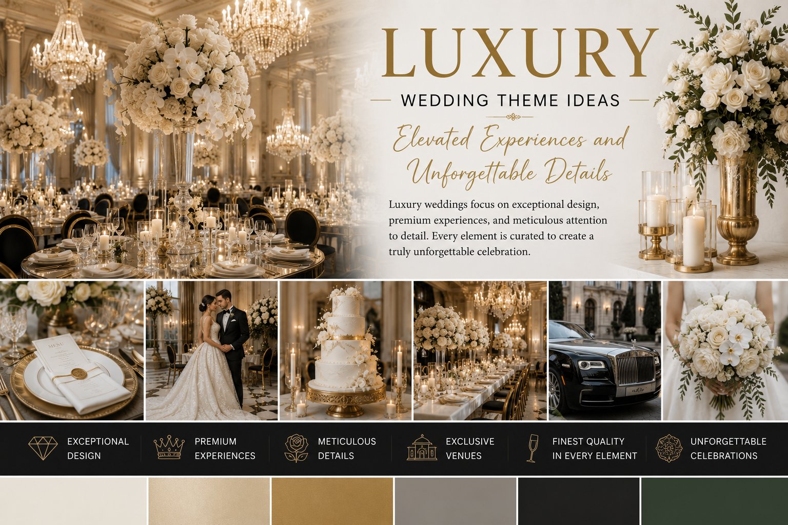 Luxury wedding reception with elegant florals