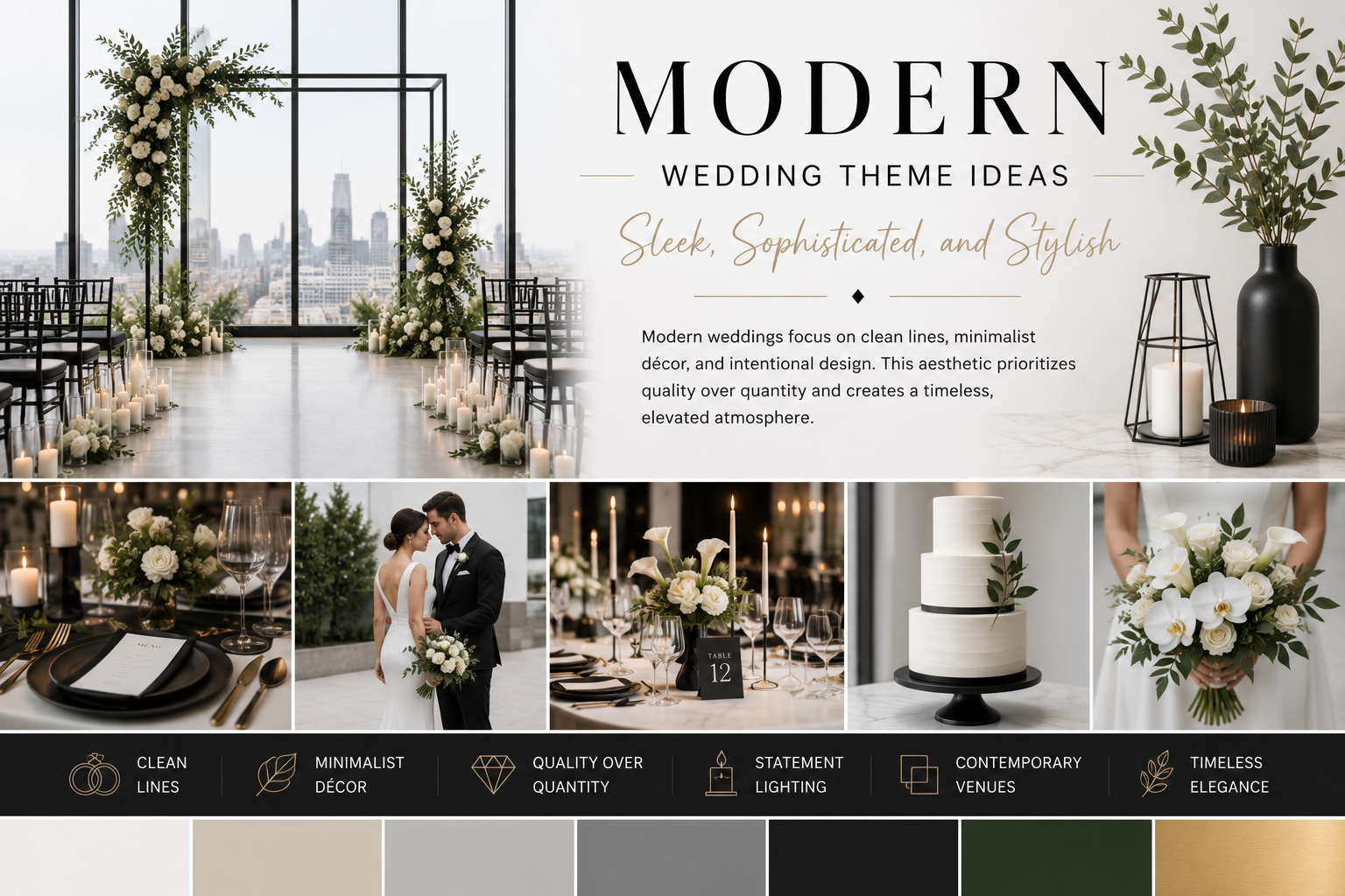 Modern wedding reception with clean styling