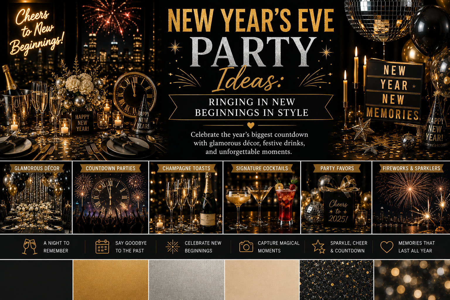 New Year party table with festive decor