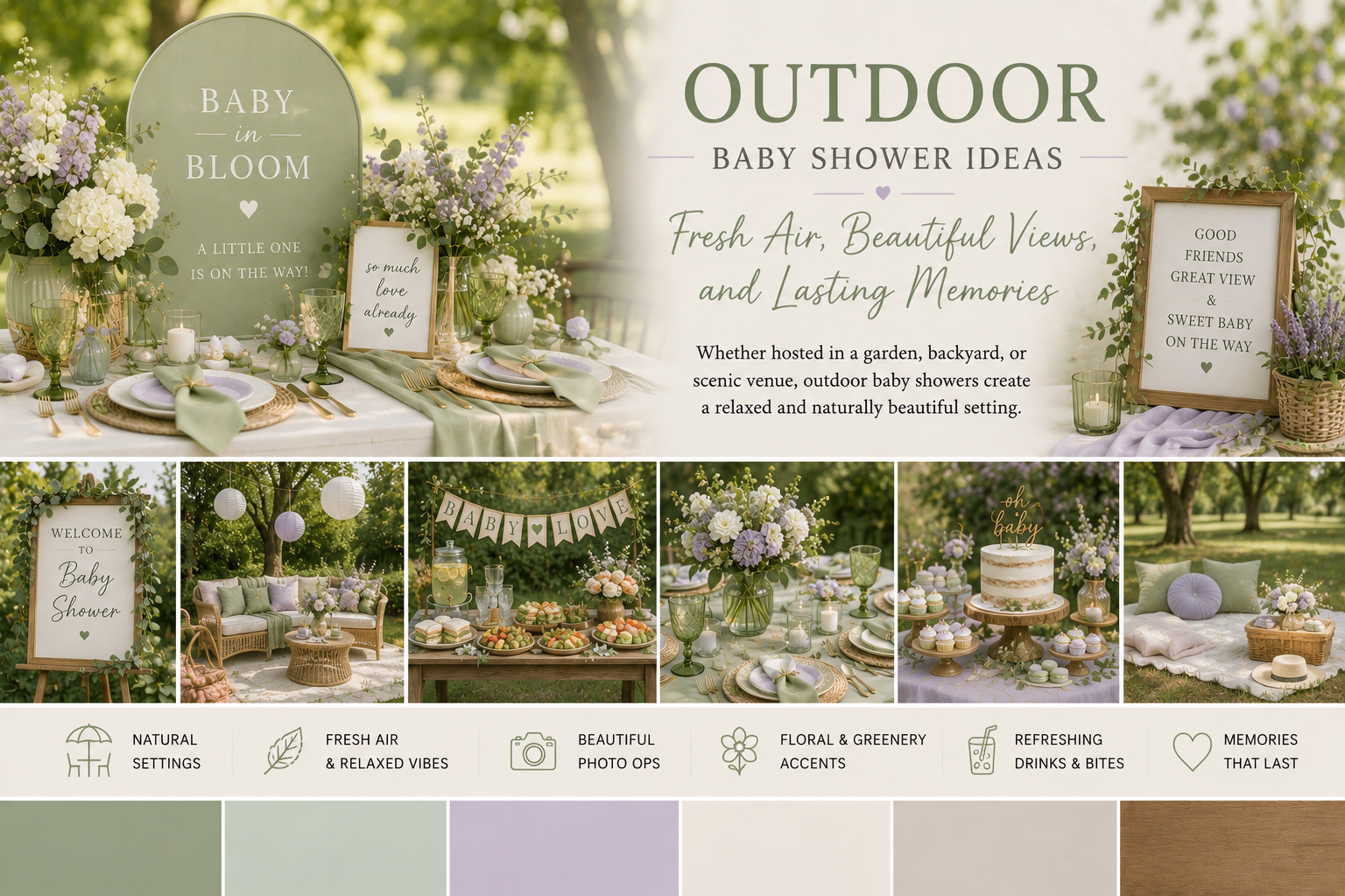 Outdoor baby shower in a garden setting