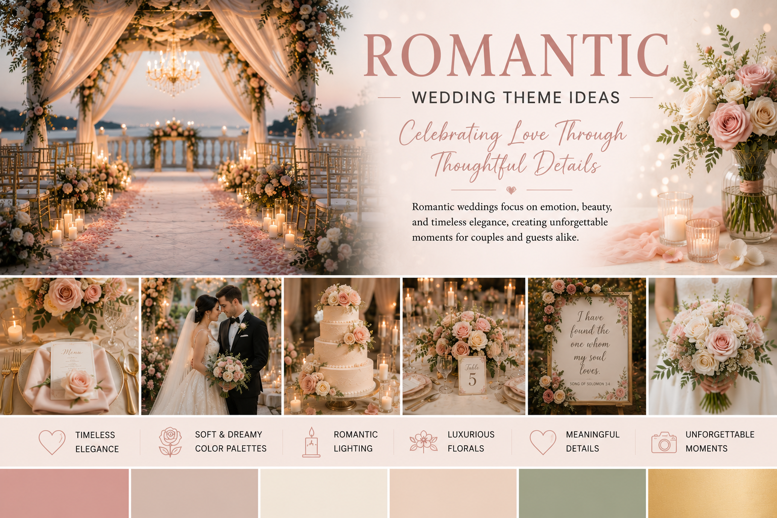 Romantic wedding table with candlelight