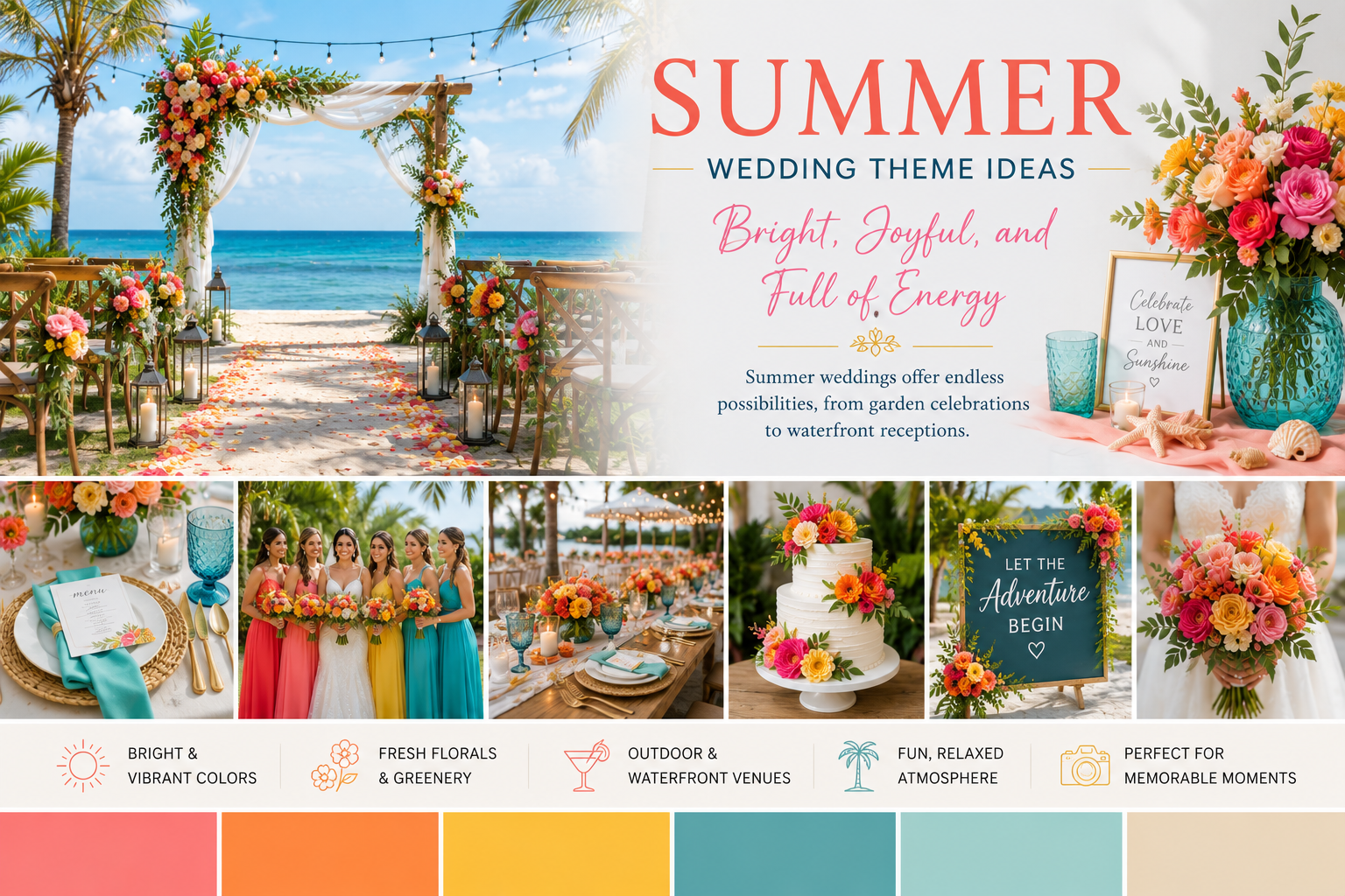 Bright summer wedding tablescape
