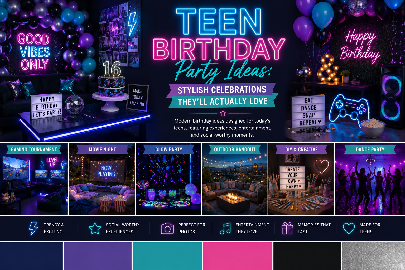 Teen birthday party with modern styling