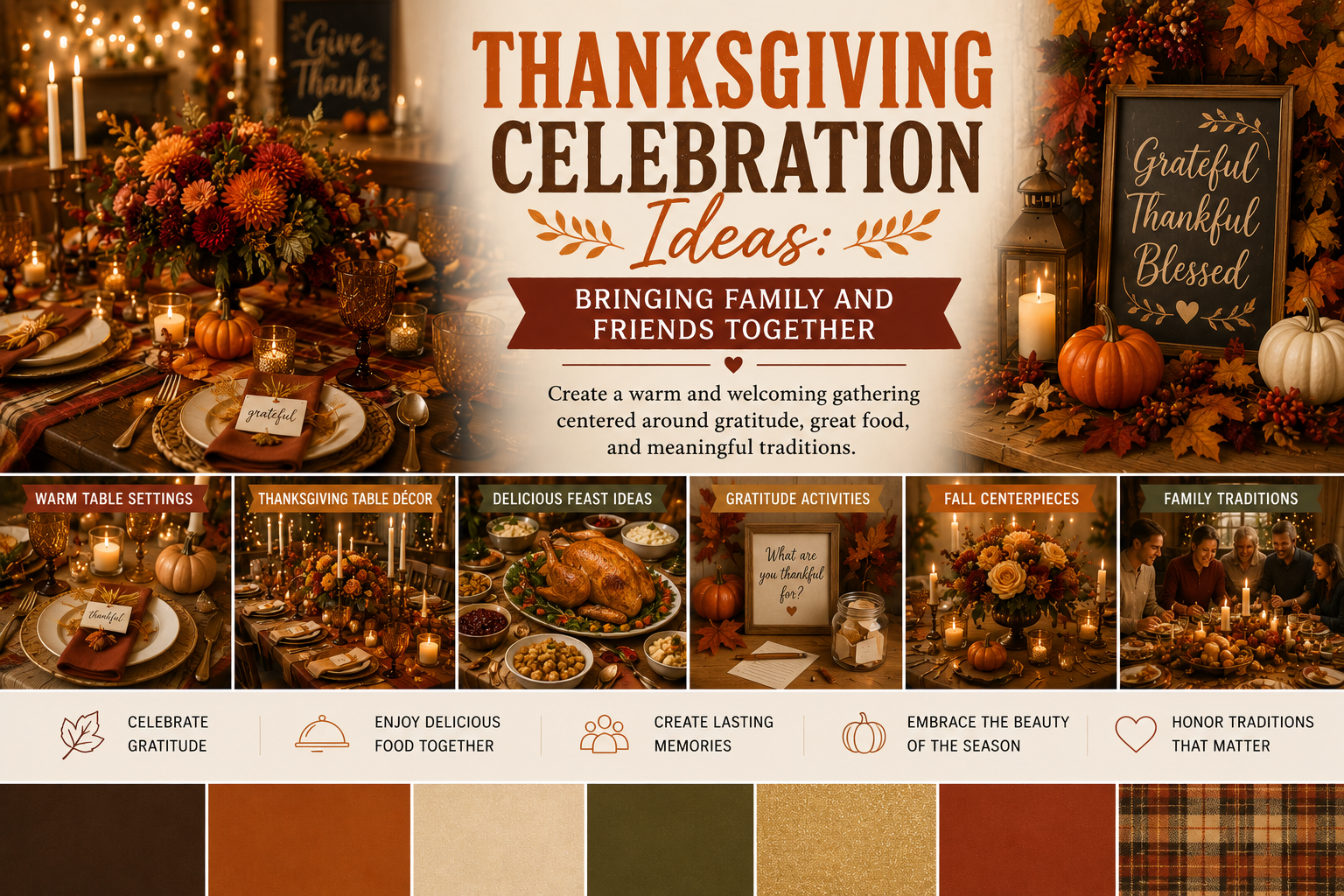 Thanksgiving table with autumn decor